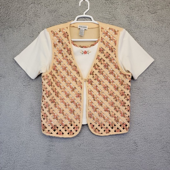 Alfred Dunner Shirt Women's‎ 10 Vest Shirt Combo 2 in 1 Grandmacore Cottagecore - Picture 1 of 9